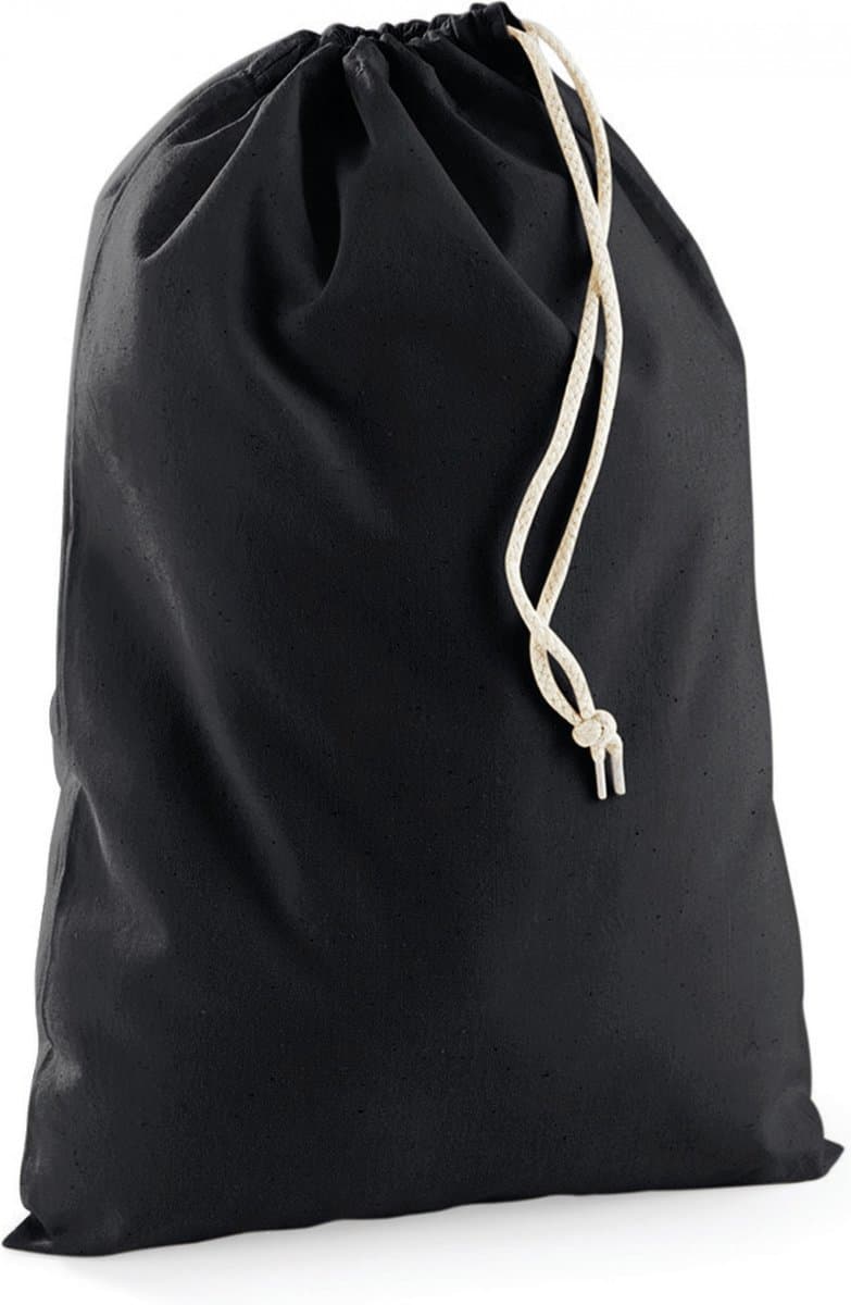 Katoenen canvas opbergzak/waszak met afsluitkoord - 49 x 75 cm - 38 liter - zwart — afbeelding 1