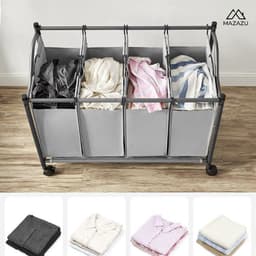 MIRA Home Wasmand – Wasmand met wieltjes – Basic – Grijs - 87.5x38.5x81 — thumbnail 4