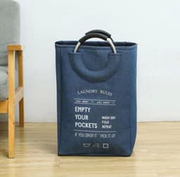 Wasmand van Jute - Opvouwbare Opbergzak met Aluminium Handvat - Thuis Kleding Organisator — thumbnail 1