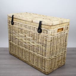 Migo Styling - Wasmand - 3 vakken - Naturel -Met deksel - 85x40xH65 - Riet - Rotan - Trio — thumbnail 1