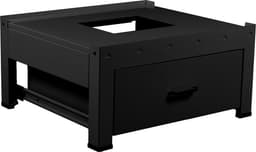 Wasmachine verhoger Manon, verstelbaar, met houten lade, zwart — thumbnail 1