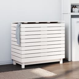 vidaXL - Wasmand - 88,5x44x76 - cm - massief - grenenhout - wit — thumbnail 3