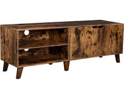 TV-meubel – Met 2 deuren en open vak– breedte 140 cm - op pootjes - bruin — afbeelding 1