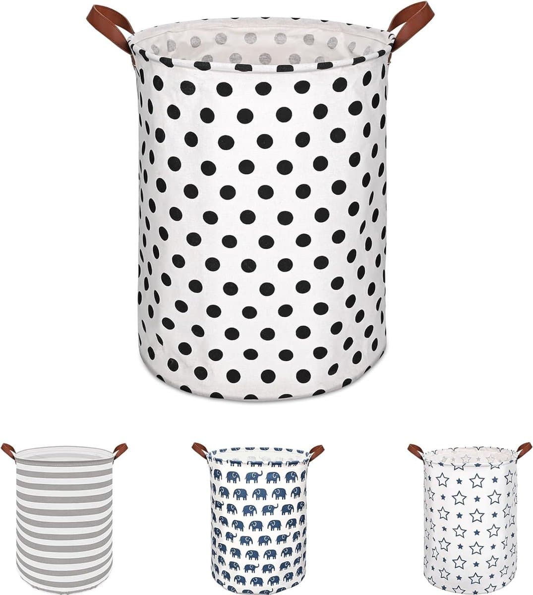 Laundry Basket, Large 65L Storage Basket with Handle, Foldable Laundry Bag for Dirty Clothes, Bedroom, Children's Room, Waterproof Laundry Baskets, Storage, Black Dot. — afbeelding 1