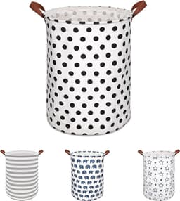 Laundry Basket, Large 65L Storage Basket with Handle, Foldable Laundry Bag for Dirty Clothes, Bedroom, Children's Room, Waterproof Laundry Baskets, Storage, Black Dot. — thumbnail 1
