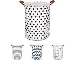 Laundry Basket, Large 65L Storage Basket with Handle, Foldable Laundry Bag for Dirty Clothes, Bedroom, Children's Room, Waterproof Laundry Baskets, Storage, Black Dot.