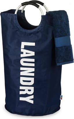 Draagbare Waszak - Navy - Opvouwbare Wasmand - Met Handvaten — thumbnail 1