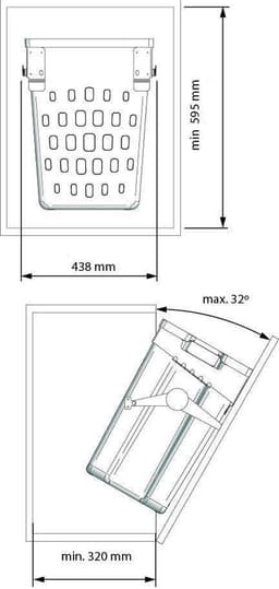 Eleganca uitneembare wasmand - 50L - wit - hoge kwaliteit kunststof - eenvoudig te monteren - met bevestigingsmateriaal — thumbnail 2