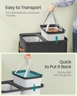 SONGMICS Wasmand met twee compartimenten - 170 liter - hoogte 75 cm - uitneembare binnenzakken - LCB813B01 — thumbnail 5