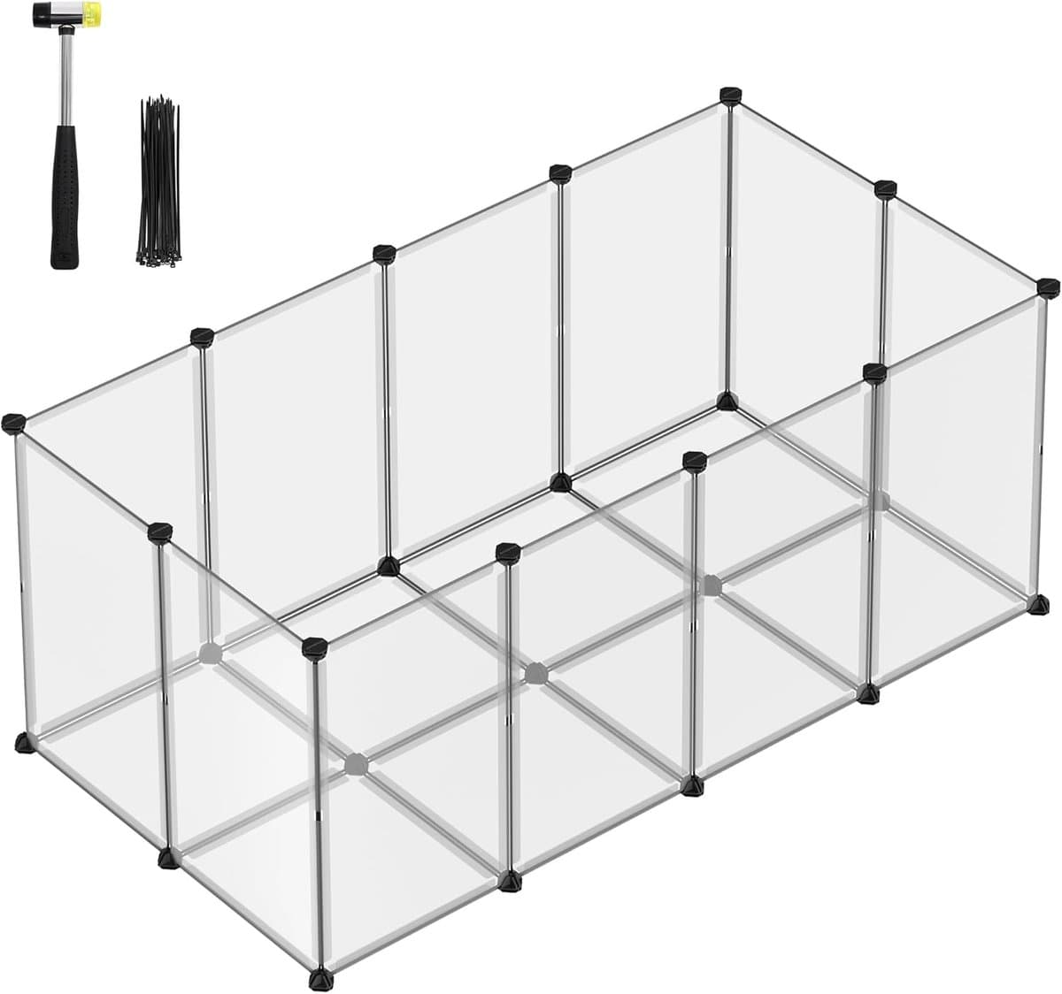Songmics - Buitenren - dierenhok - ren - 145 x 72 x 57 cm - met bodemplaten - kunststof - voor cavia's, hamsters, konijnen, egels etc. — afbeelding 1
