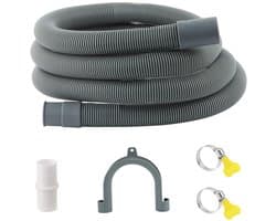 EXCITAT Wasmachine slang - Wasmachine afvoerslang verlengstuk - met afvoeraansluiting en 2 clips - Geschikt voor wasmachines, vaatwassers en drogers - 1m