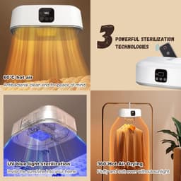 Draagbare mini wasdroger met UV-sterilisatie en 360° warme lucht - Opvouwbare en compacte oplossing voor huis en reizen — thumbnail 5