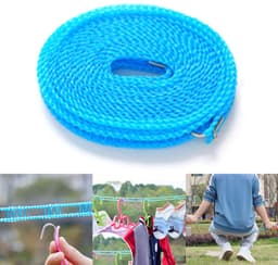 8m waslijn - Winddicht en stabiel - Nylon - Montage zonder stoten - Geschikt voor binnen- en buitengebruik - Blauw — thumbnail 2