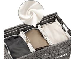 Luxe Handgeweven Wasmand met 3 - Grijs - 3 Compartimenten – Grijs – - Medahomestore
