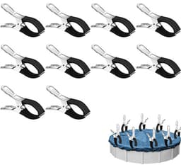 10 stuks grote roestvrijstalen wasknijpers - grote clips van 12 cm - strandlakenklemmen - stevige handdoekklemmen - winddicht en krasvast - stevige klemming - geschikt voor het drogen van dekbedden, sokken, kleding en zwembadafdekkingen - Zwart — thumbnail 1