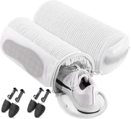 Waszak-waszak schoenen-waszak voor schoenen-2-pack schoenwaszakken met 2 paar schoenspanners - 360° omwikkelbare waszak - Inclusief veters en binnenzolen - Herbruikbare sneakerwaszak - Verborgen rits - Wit - 33x16cm — thumbnail 1