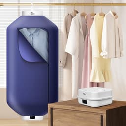 Uten Draagbare Elektrische Droger GR889-3 - Ophangbaar Design - Warmtepompdroger - 600 W - Timer 2.5H/3H/5H - Mini Wasdroger - Tot 3kg Wasgoed - Hoogte 100 cm - Blauw — thumbnail 3