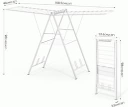 DailySupplies® Droogmolen met Voet voor Camping & Thuis - Wasrek Staand - Droogrek Inklapbaar - Wit — thumbnail 1