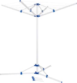 DailySupplies® Droogmolen met Voet voor Camping & Thuis - Wasrek Staand - Droogrek Inklapbaar - Wit met Blauw — thumbnail 1