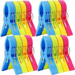 16-pack strandstoel handdoekklemmen - essentiële cruise-artikelen, zwembadstoelklemmen, grote ophangklemmen, strandlakenhouder, wasknijpers om te voorkomen dat uw handdoek wegwaait, must-have voor op vakantie — thumbnail 1
