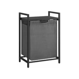 Wasmand, vuilewasmand, met opbergrek en uitschuifbare afneembare waszak, stevig en duurzaam metalen frame, grote capaciteit van 65 liter, geschikt voor wasruimte, slaapkamer en badkamer, 50 x 33 x 72cm, grijs — thumbnail 1