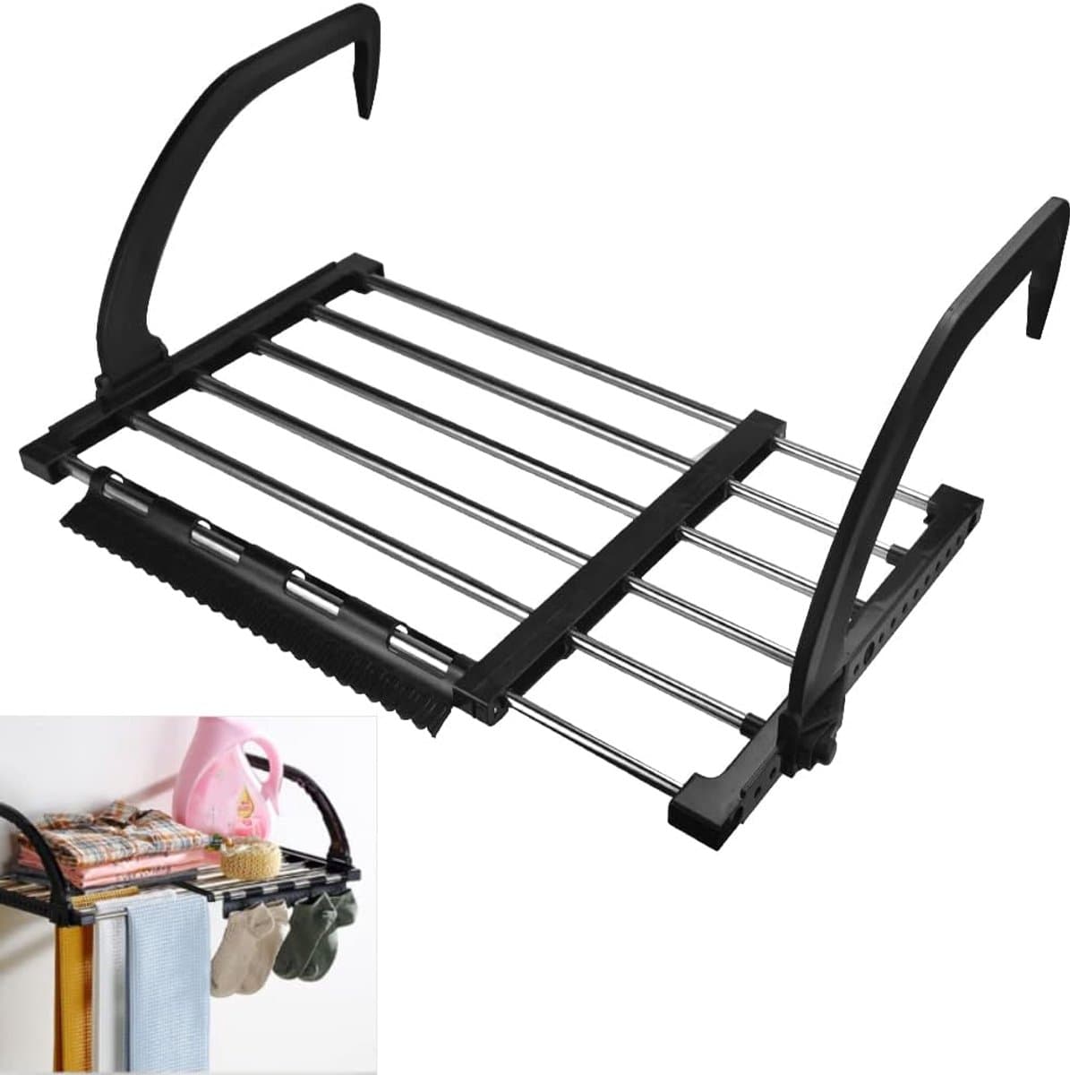 Express Droger Hangende Droger Roestvrij Staal Metalen Uitschuifbare 42-73cm Radiator Droger Opvouwbare Wasdrogers Balkon Droogrek voor het Drogen van Wasgoed Natte Kleding — afbeelding 1