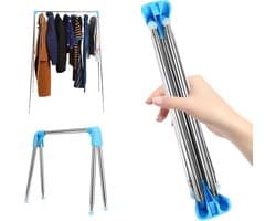 longziming Opvouwbaar Kledingrek - Draagbaar & Uitschuifbaar - Inklapbaar Wasrek - Lichtgewicht - Voor Reizen, Camping & Wasruimte - Droogtoren - Blauw
