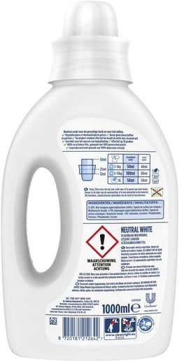 2 x Neutral Vloeibaar Wasmiddel Wit 20 Wasbeurten 1 liter - Gevoelige Huid - Wasmiddel - Wasmachine - Wasmiddel Voor Gevoelige Huid - Neutraal Wasmiddel — thumbnail 5
