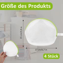 4 Stuks BH Wasnet met Rits - Halfronde Mesh Waszak voor Ondergoed en Handschoenen - Grasgroen Kleur - Beschermende Waszak voor Fijne Was — thumbnail 2