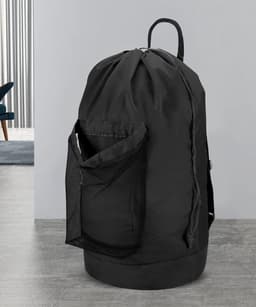 Rugzak waszak, wasrugzak met schouderbanden en netvakken, reistas voor buitensporten, duurzame nylon wasmand met trekkoordsluiting, waterdichte opbergtas voor universiteit, reizen, wasserette, appartement, zwart — thumbnail 5