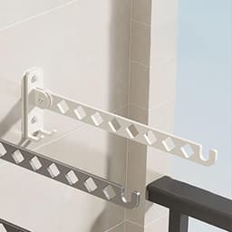 Wandgemonteerd kledingrek, opvouwbaar kledingrek met 8 stangen, 180° draaibaar droogrek van roestvrij staal voor badkamer, balkon, slaapkamer (Wit) — thumbnail 1
