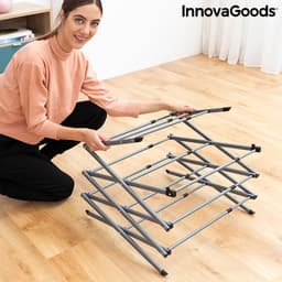 InnovaGoods - Inklapbare en uitschuifbare kledingdroger | 3 niveaus | 11 stangen | Metaal, Standaard, IJzer — thumbnail 2