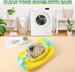Waszak - Waszak Schoenen - Waszak Voor Schoenen - Laundry bag - Waszakken voor Sneakers - Wasgoed - Schoenenwaszak Wasmachine - Schoenenwaszak - Herbruikbaar - Schoen Wassen - Netje Anti-Vervorming - Waszak Schoenenzak - 39 x 19 cm - geel - Polyester — thumbnail 3