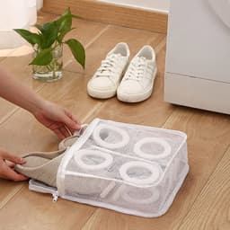 1 Pack Schoenen Waszak - Schoenen Waszak - Sneaker Wasmachine Zak - Hoge Kwaliteit Waszak met Ritssluiting - Herbruikbare en Duurzame Schoenen Waszak met Ritssluiting - Waszak voor Alle Schoenen-M - Wit - 26X25X7.5cm — thumbnail 3