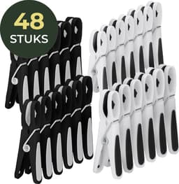 Gandria Wasknijpers 48 Stuks - Kunststof Wasknijpers - Set van 48 Plastic Knijpers - Wasrek Knijpers 10 Kg - Zwart/Wit en Wit/Zwart — thumbnail 1