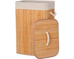 Infinity Goods Bamboe Wasmand met Deksel - Wassorteerder - Wasbare katoenen waszak - Handvatten - 72 Liter - Natuurlijk Bruin — afbeelding 1