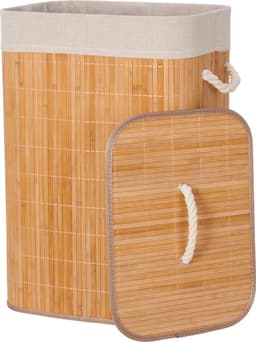 Infinity Goods Bamboe Wasmand met Deksel - Wassorteerder - Wasbare katoenen waszak - Handvatten - 72 Liter - Natuurlijk Bruin — thumbnail 1