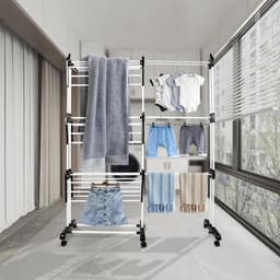 Uittrekbaar en Opvouwbaar Droogrek met 3 Niveaus voor Binnen en Buiten – Grote Capaciteit en Ruimtebesparend Design — thumbnail 3