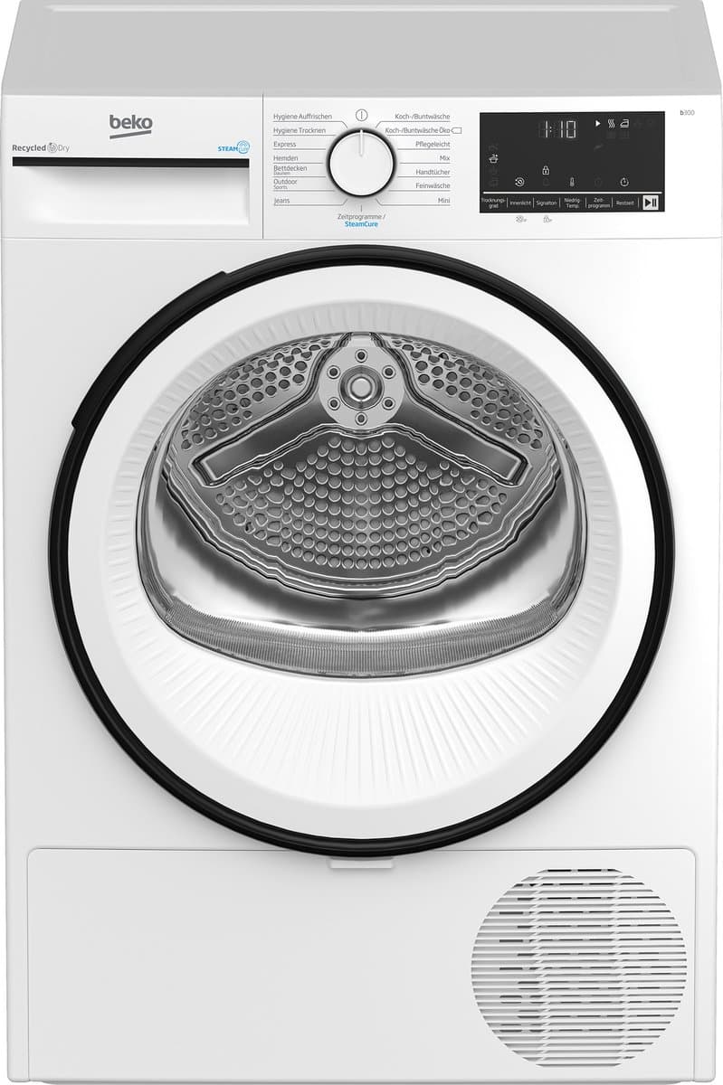 Beko B3T41230 wasdroger Vrijstaand Voorlader 7 kg Zwart, Wit — afbeelding 1