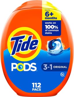 Tide PODS Wasmiddel Caps, Original Scent, 112 Stuks – Krachtige 3-in-1 Reiniging voor Diepe Schoonmaak, Geschikt voor HE & Standaard Wasmachines — thumbnail 1
