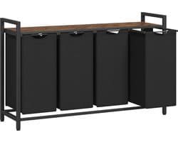 MIRA Home - Wasmand - 4-vaks wasmand - Zwart - 13x116x72cm