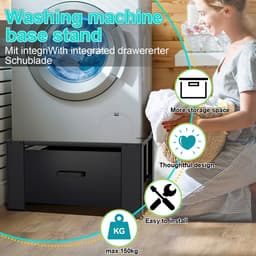 Wasmachine verhoger met lade Wasmachine opbouwmeubel Wasmachine kast Wasmachine sokkel Zwart — thumbnail 3