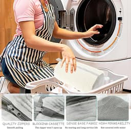 Schoen Wassen zak - Waszak Schoenen - sneakerwaszak - Polyester - 39*19 cm - wit en grijs - herbruikbare - verhoogde wrijving aan de binnenkant - voor schoen verzorging — thumbnail 4