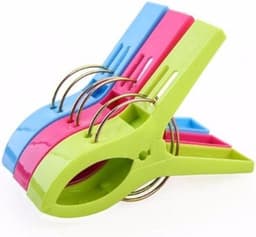 4x Strandlaken anti windknijpers voor op strandstoel - Grote plastic handdoeken knijpers — thumbnail 3