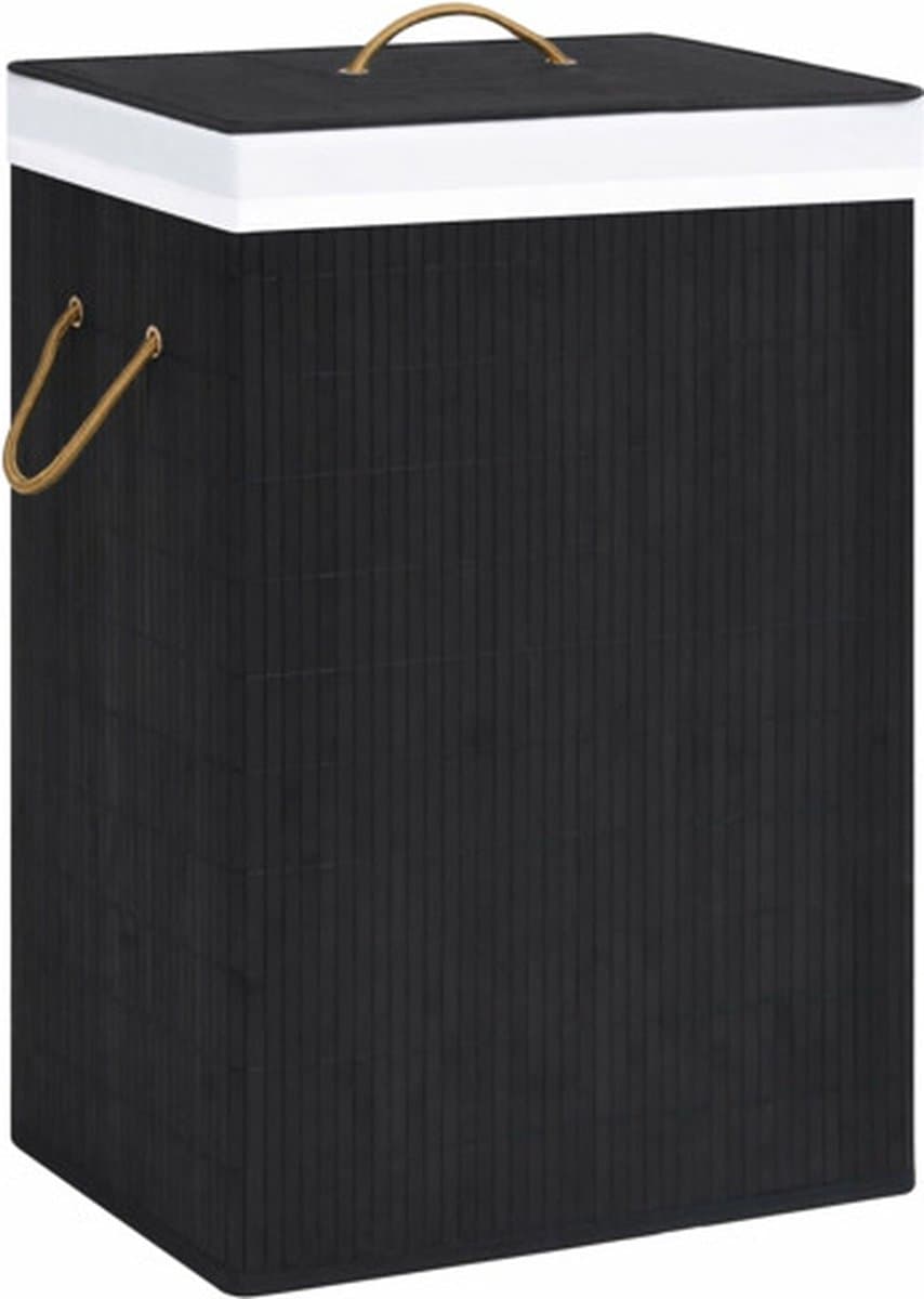 vidaXL - Wasmand - met - 1 - vak - bamboe - zwart — afbeelding 1