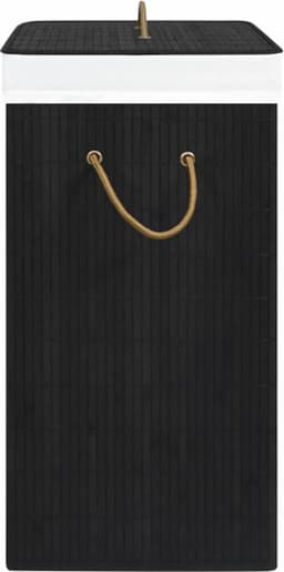 vidaXL - Wasmand - met - 1 - vak - bamboe - zwart — thumbnail 3