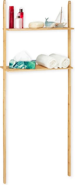 Wasmachine kast bamboe 2 etages ombouwkast badkamer HBD - 175 x 66 x 30 cm - natuurlijke ombouwmeubel Wasmachine rek — thumbnail 2