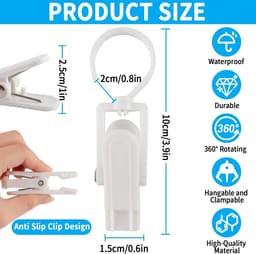 Set van 20 washaakjes met clips – Washaakjes met klem – Ophanghaken – Opbergclips voor de kast – Kunststof – Wit — thumbnail 5