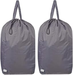 SnelShoppen - Wasbare Reiswaszak met Handgrepen en Trekkoord - Zwaar Belastbaar - 2 Stuks - Groot Voor 3 Ladingen Wasgoed - Nylon - 69,5 x 87,6 cm - G — thumbnail 1