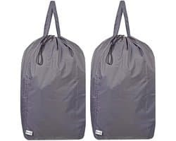SnelShoppen - Wasbare Reiswaszak met Handgrepen en Trekkoord - Zwaar Belastbaar - 2 Stuks - Groot Voor 3 Ladingen Wasgoed - Nylon - 69,5 x 87,6 cm - G
